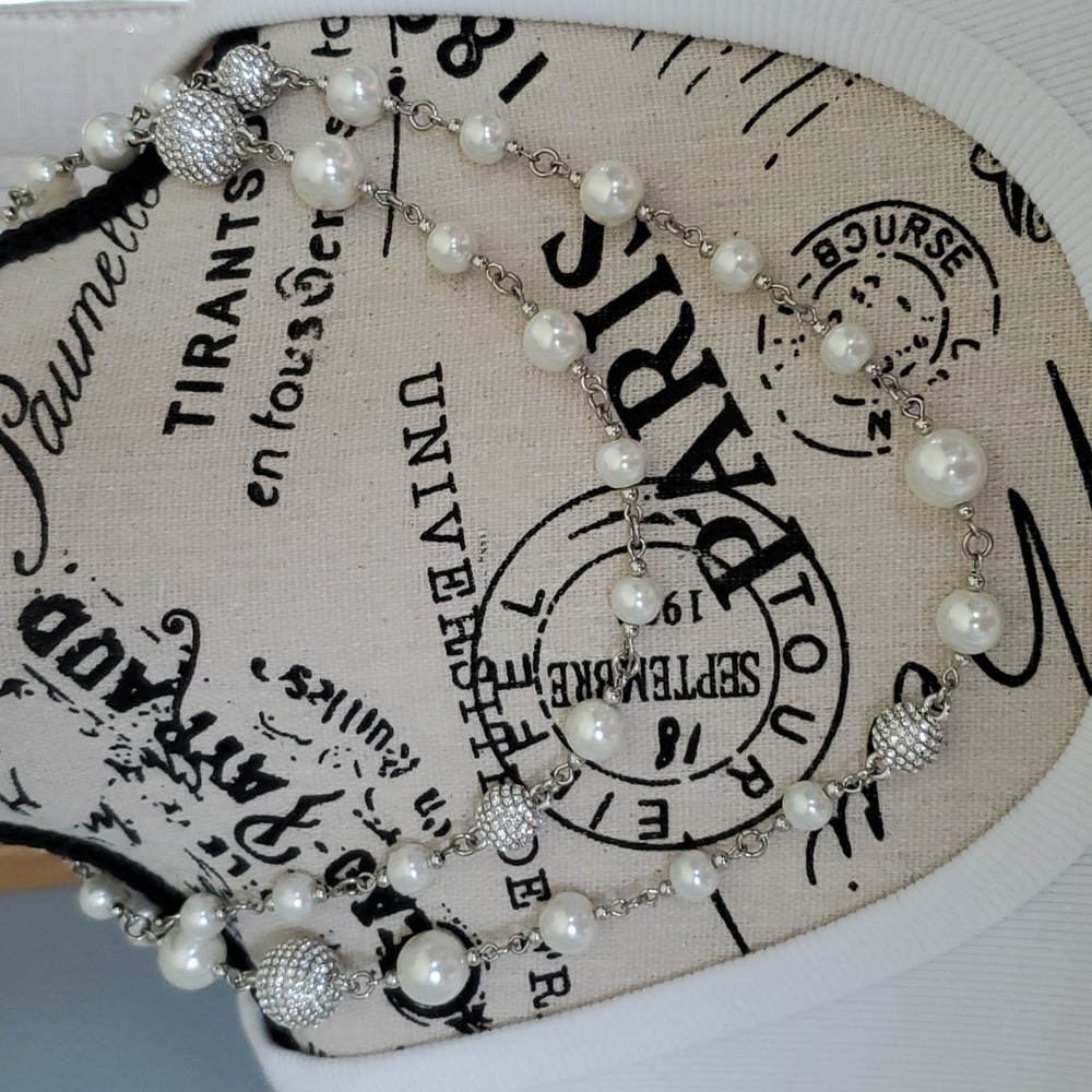 Lisa freede pearls & cz disco ball necklace